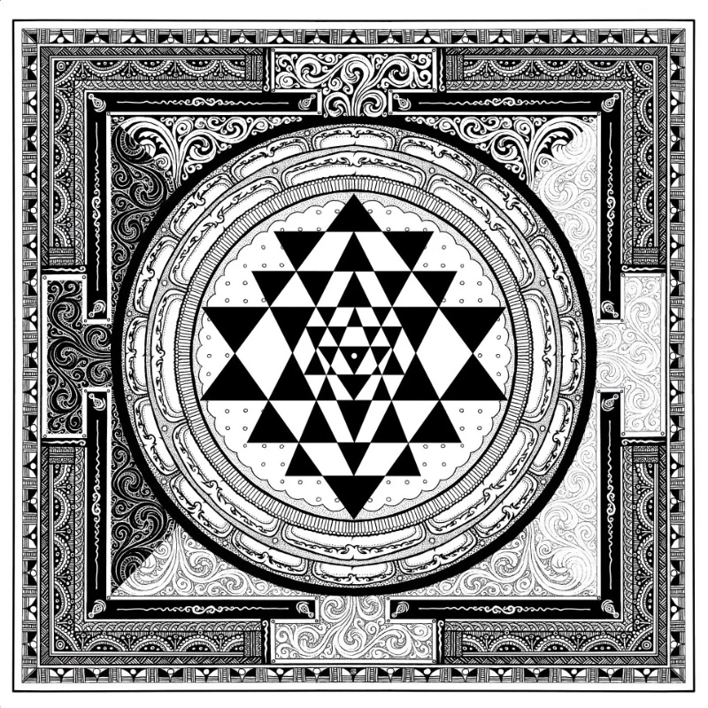 A yantra being constructed and used in a sacred space