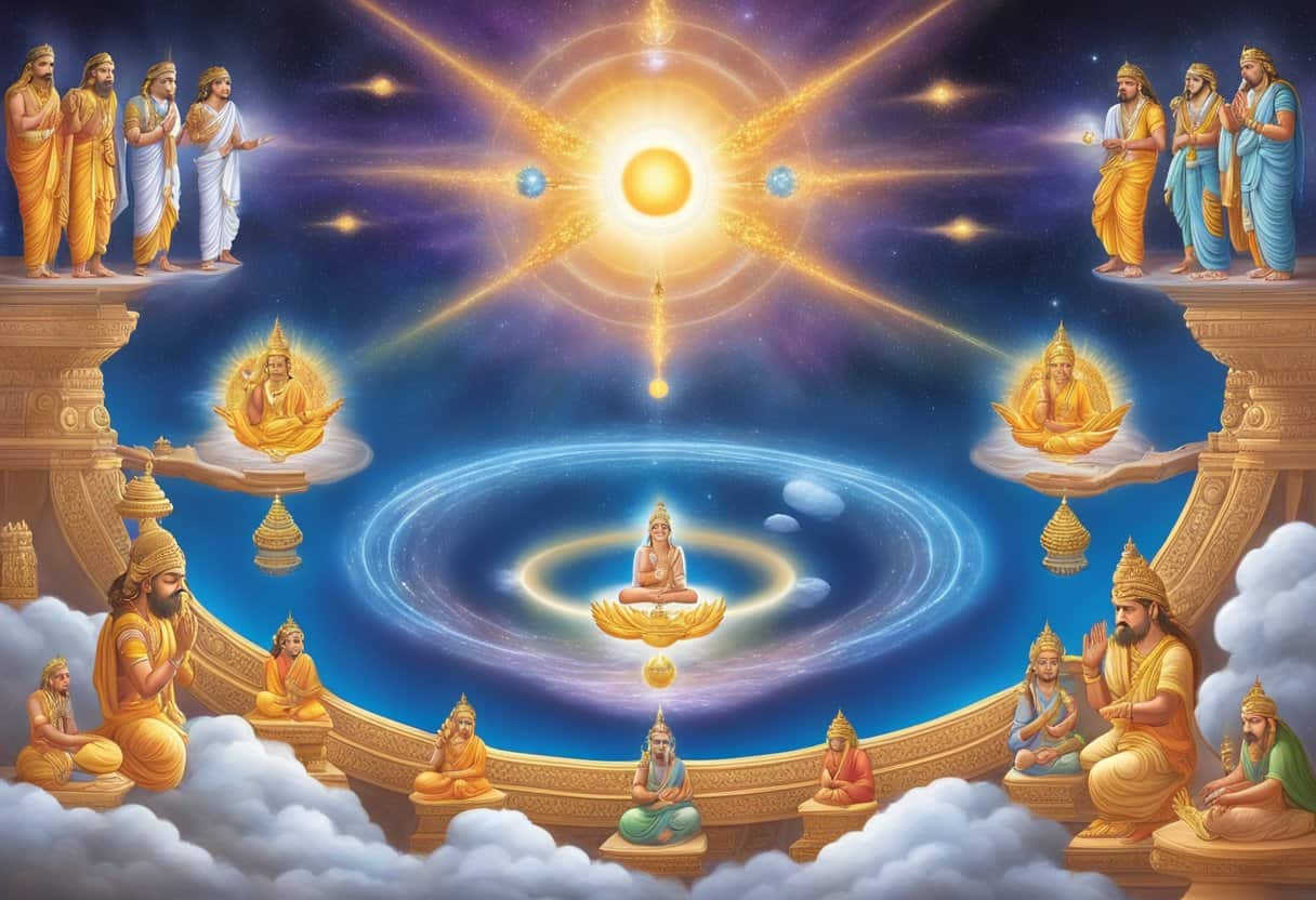 The Hindu trinity and the creation of the universe by the god Brahma