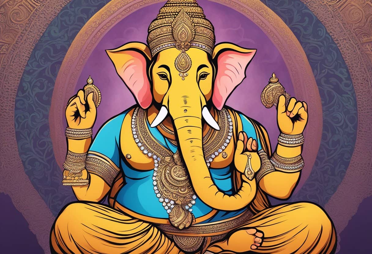 Ganesha's form symbolizes spiritual meaning, with his elephant head and large belly