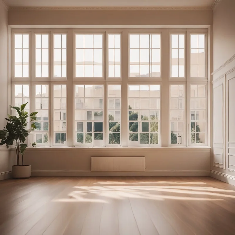 A serene yoga studio with two distinct groups of practitioners: one engaged in flowing, dynamic vinyasa sequences, and the other in slower, more deliberate hatha poses