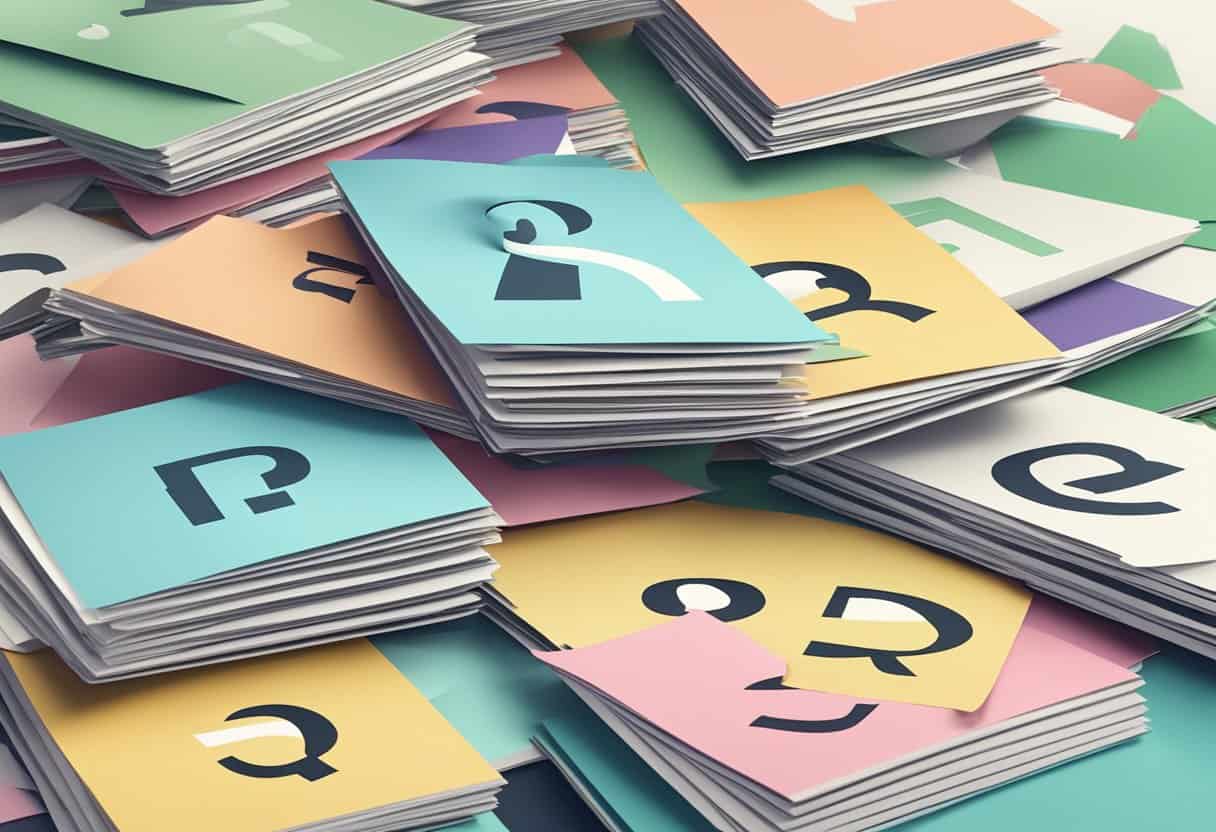 A stack of paper with "Frequently Asked Questions" printed on the top, surrounded by curious eyes and pointing fingers