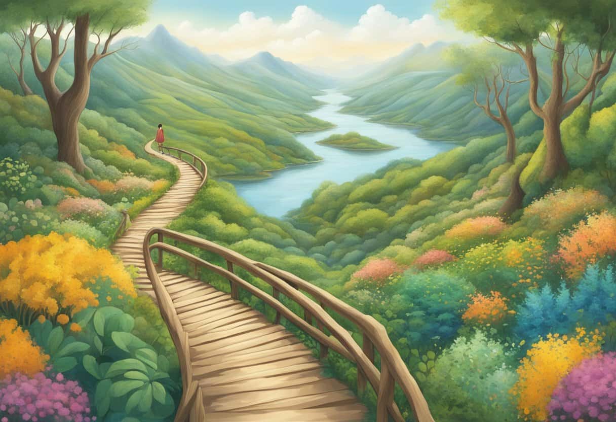 Artha's search in human life: a winding path through diverse landscapes, with obstacles and opportunities along the way
