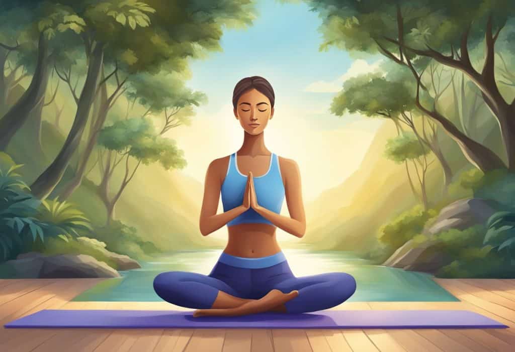 Yoga practice with serene atmosphere, balanced and focused energy