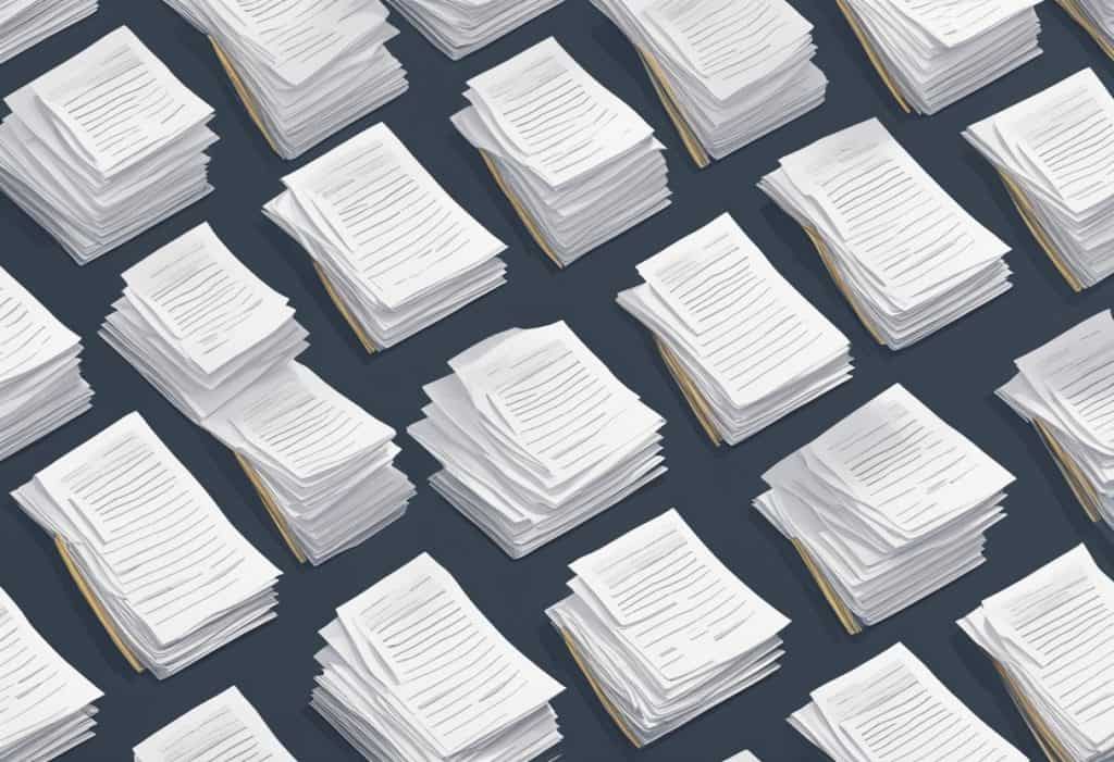 A stack of papers with "Frequently Asked Questions" printed on top, surrounded by a variety of question marks in different sizes and styles
