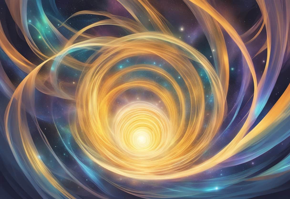 A glowing orb surrounded by swirling energy, emanating a sense of peace and harmony