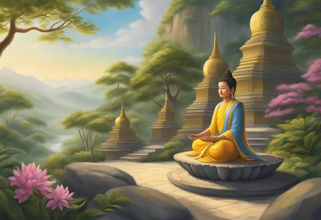 Ananda serves as the Buddha's Personal Assistant in a serene and tranquil setting