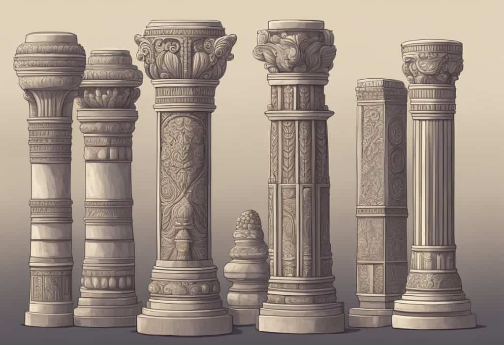 A grand stone pillar stands adorned with intricate carvings, symbolizing the rich heritage and cultural legacy of Ashoka