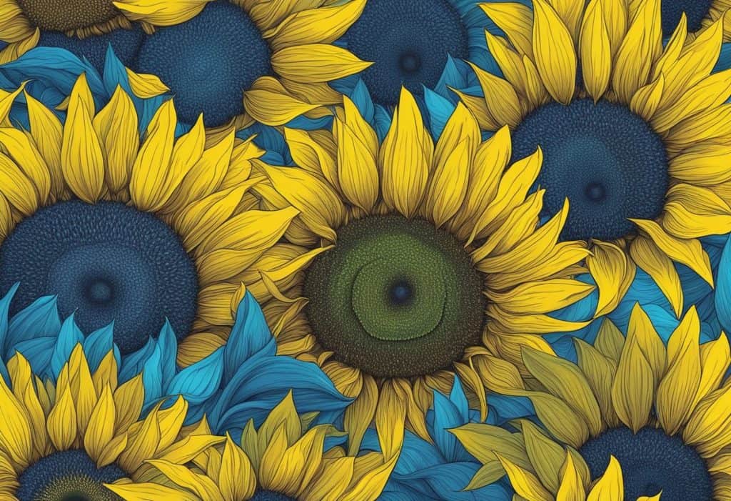 A radiant sunflower blooms, emanating powerful energy and emotional stability from its vibrant plexus